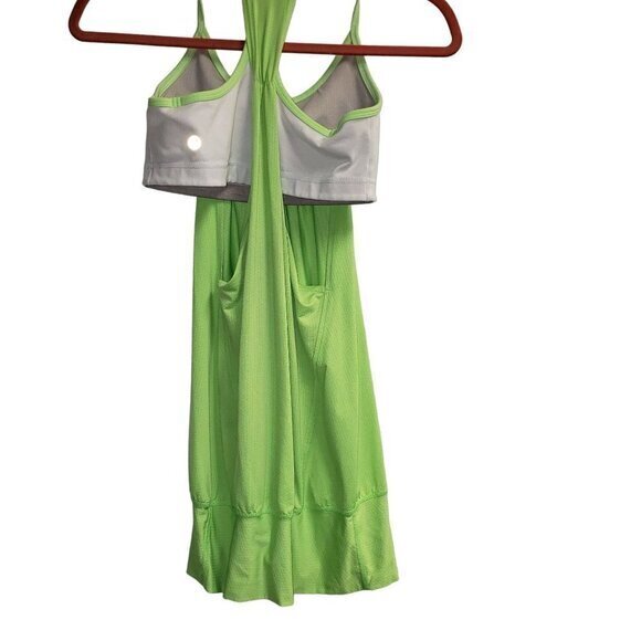 Lululemon No Limits Workout Exercises Top Women's Size 6 Green Off-White Pre-own - Picture 2 of 5